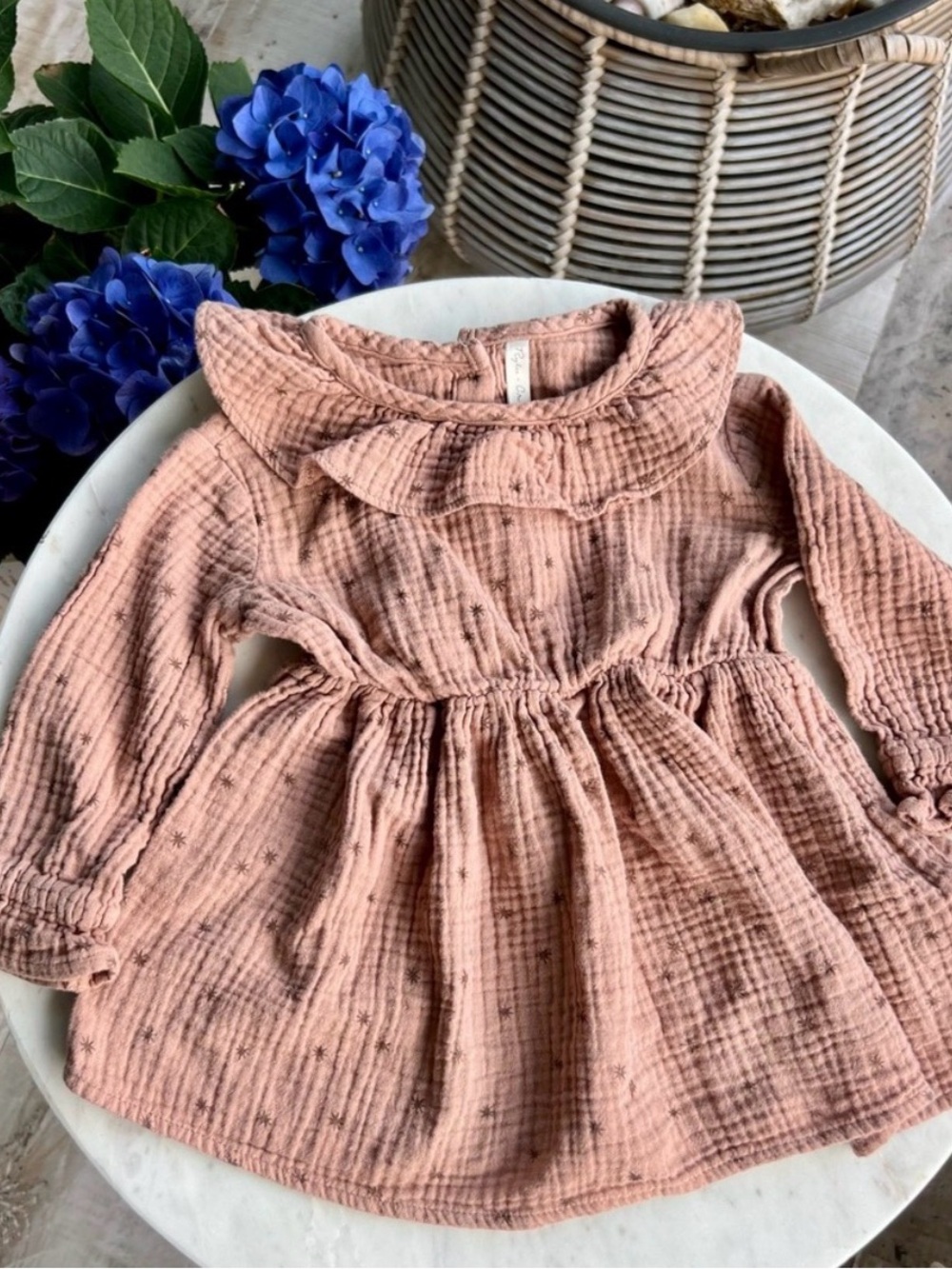 Rylee + Cru Dusty Rose Star Gauze Dress